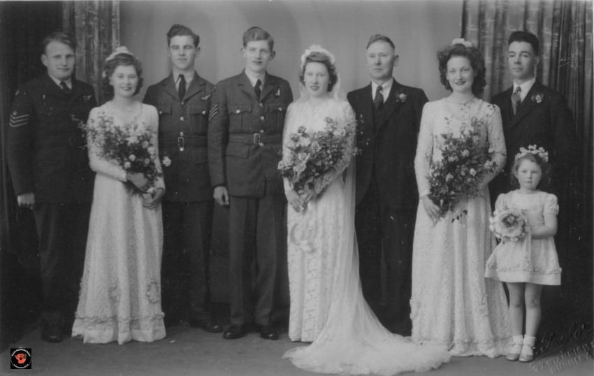 wedding-of-rear-gunner002c-eddie-noble002cleft002cdon-betton-and-david-broatch-with-bride