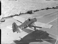 Martlet FN142 seen here taking-off from H.M.S. Formidable while serving with 888 Squadron F.A.A.
in the Mediterranean in preparation for Operation Torch.
