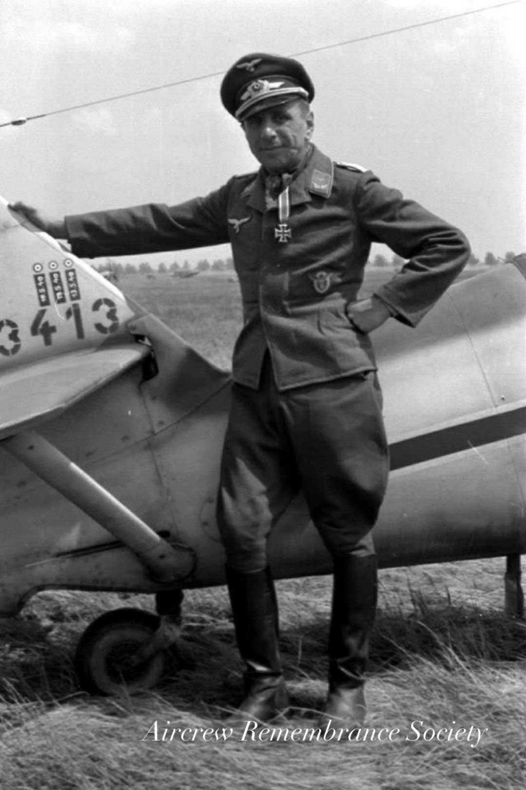 Lt. Hans Krug with a Bf 109. 