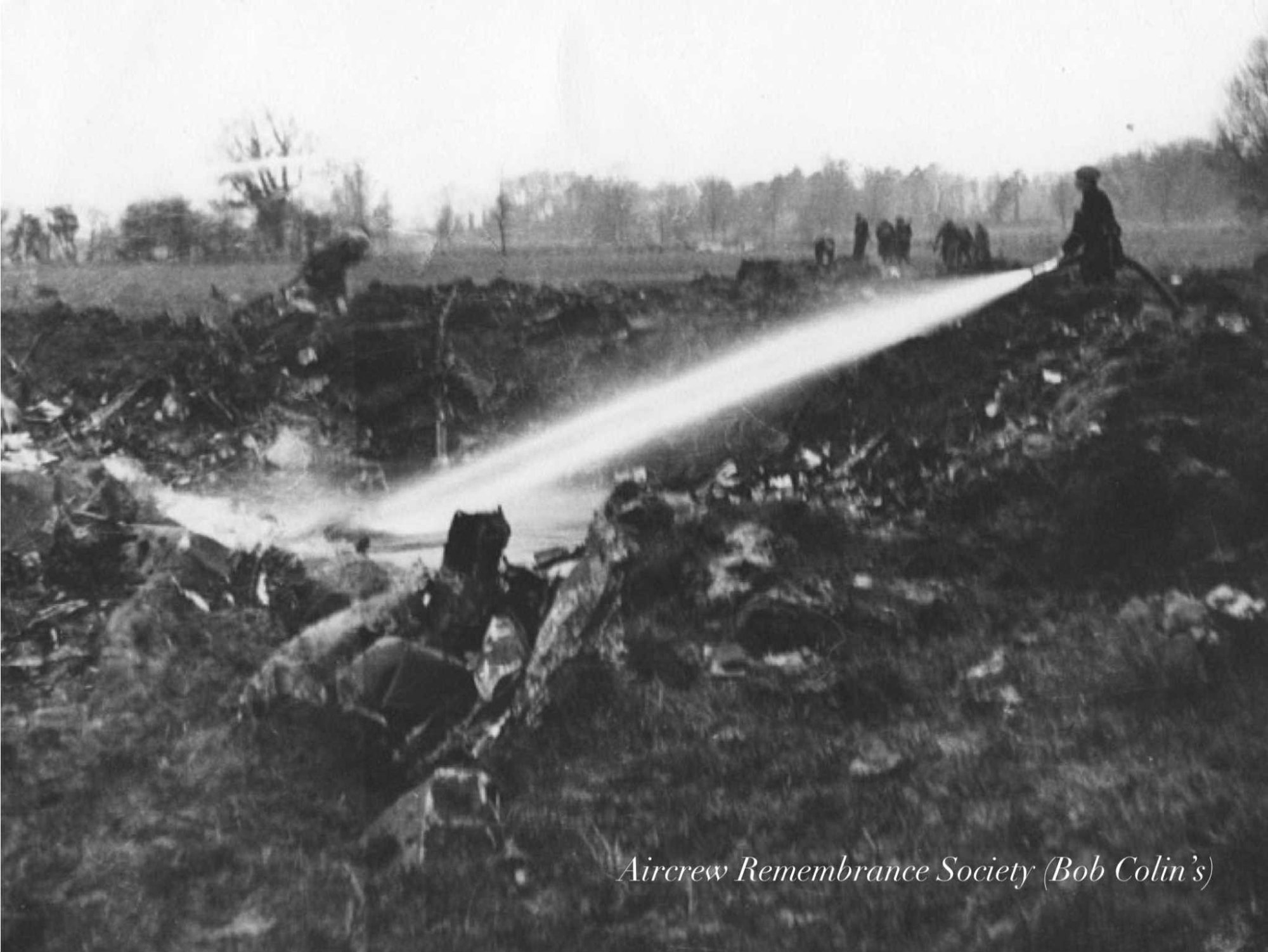 A huge crater made by the impact of the Ju 88 at Henstead. (Collis)