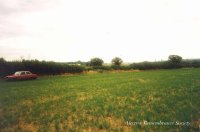 The Junkers is believed to have cart-wheeled across the field ending up at the edge of the hedge line where it burnt out.
Gap in hedge has never grown back properly. (Brownless)
