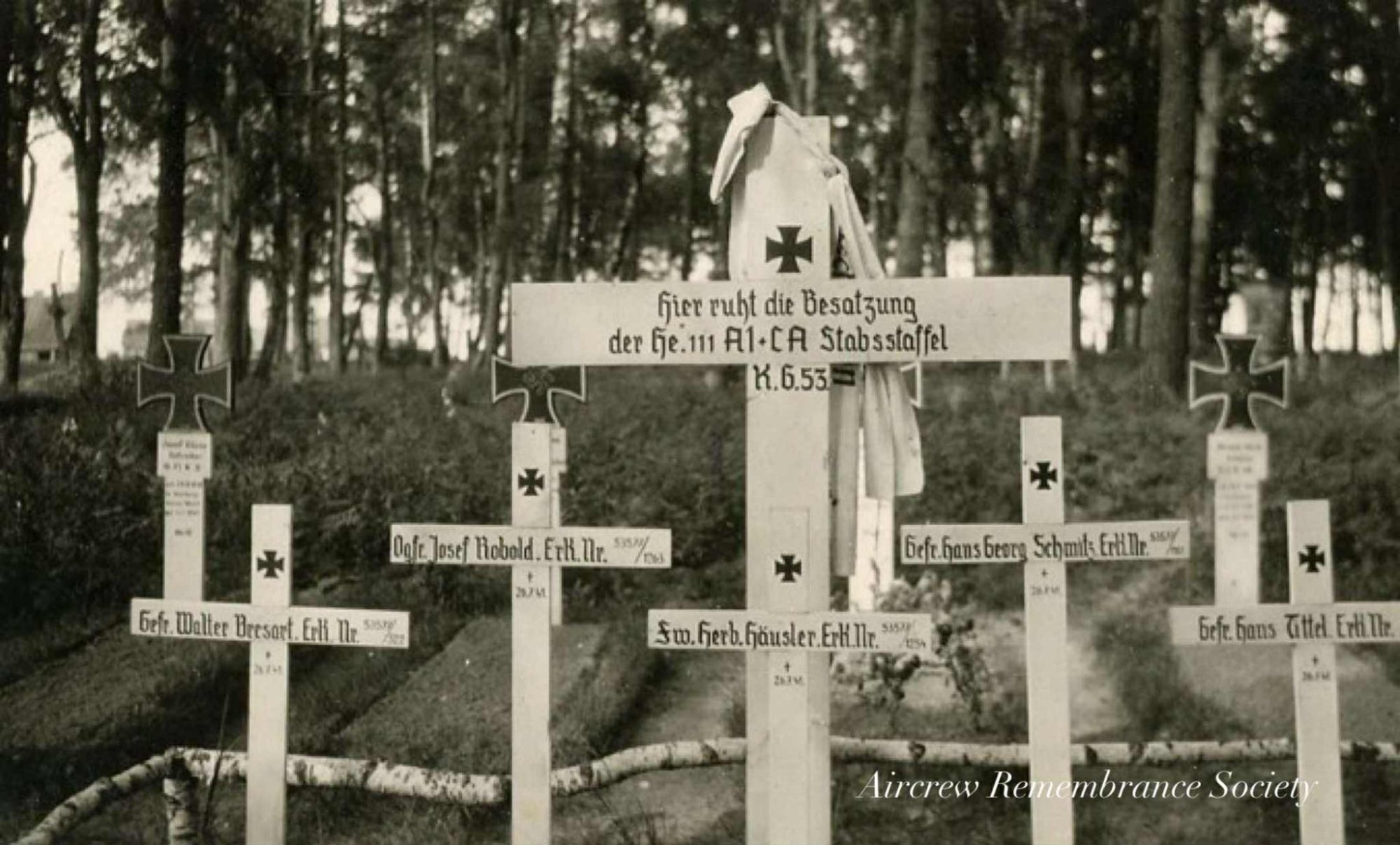 The five crew were originally laid to rest together
