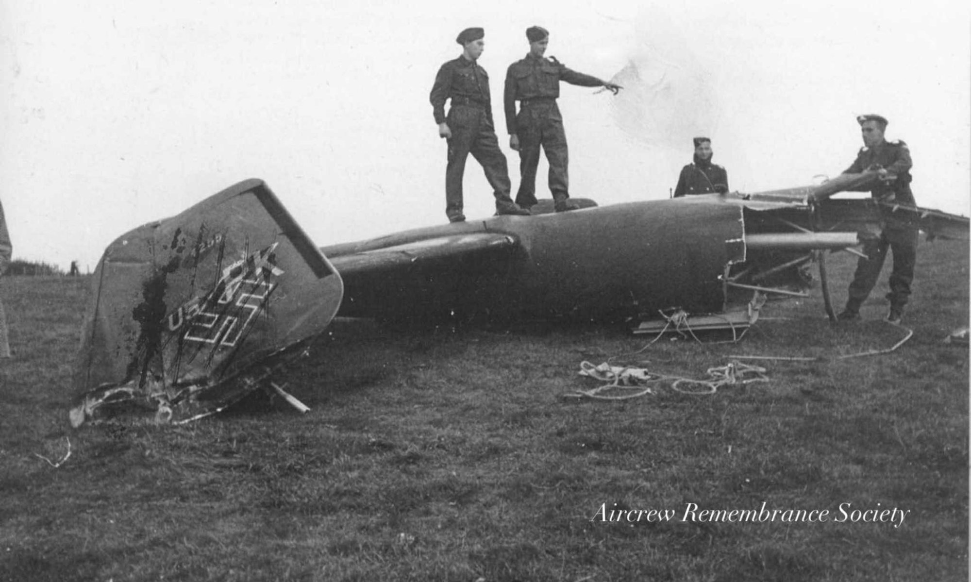 Tail section wreckage from Metzenroth's Dornier Do 217.