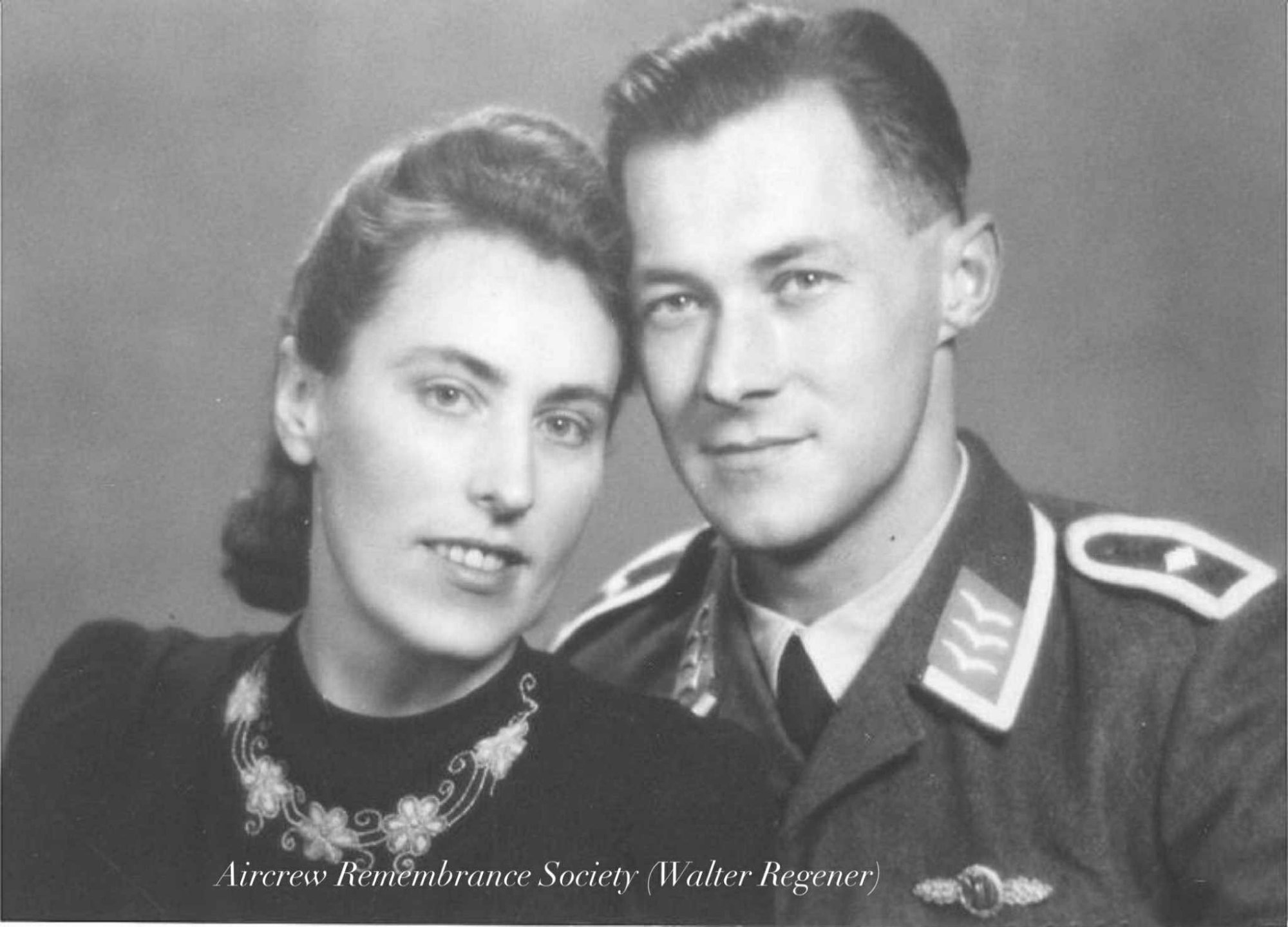 Pilot; Oberfeldwebel. Gustav Kasdorf pictured with his wife. (Regener)
