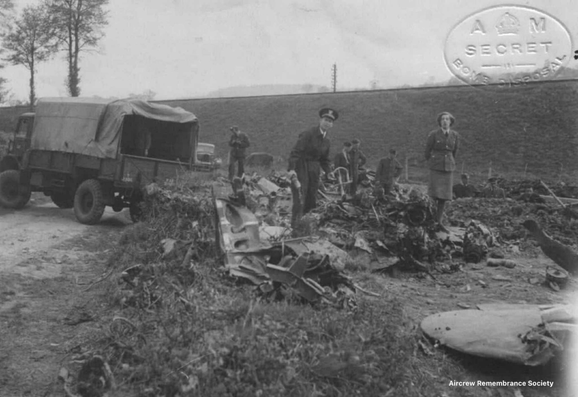 Clearing up the crash site of this Dornier Do 217E-2 at Shute, Devon.