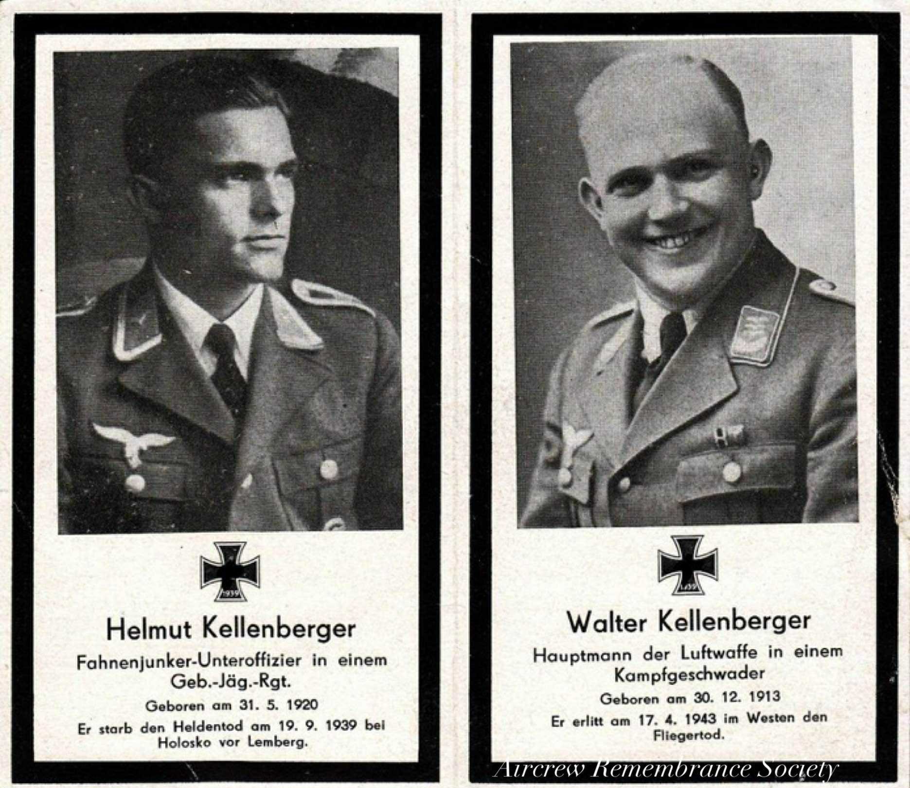 Double death card for both of the Kellenberger brothers lost during the war. (Mieke de Wolf)