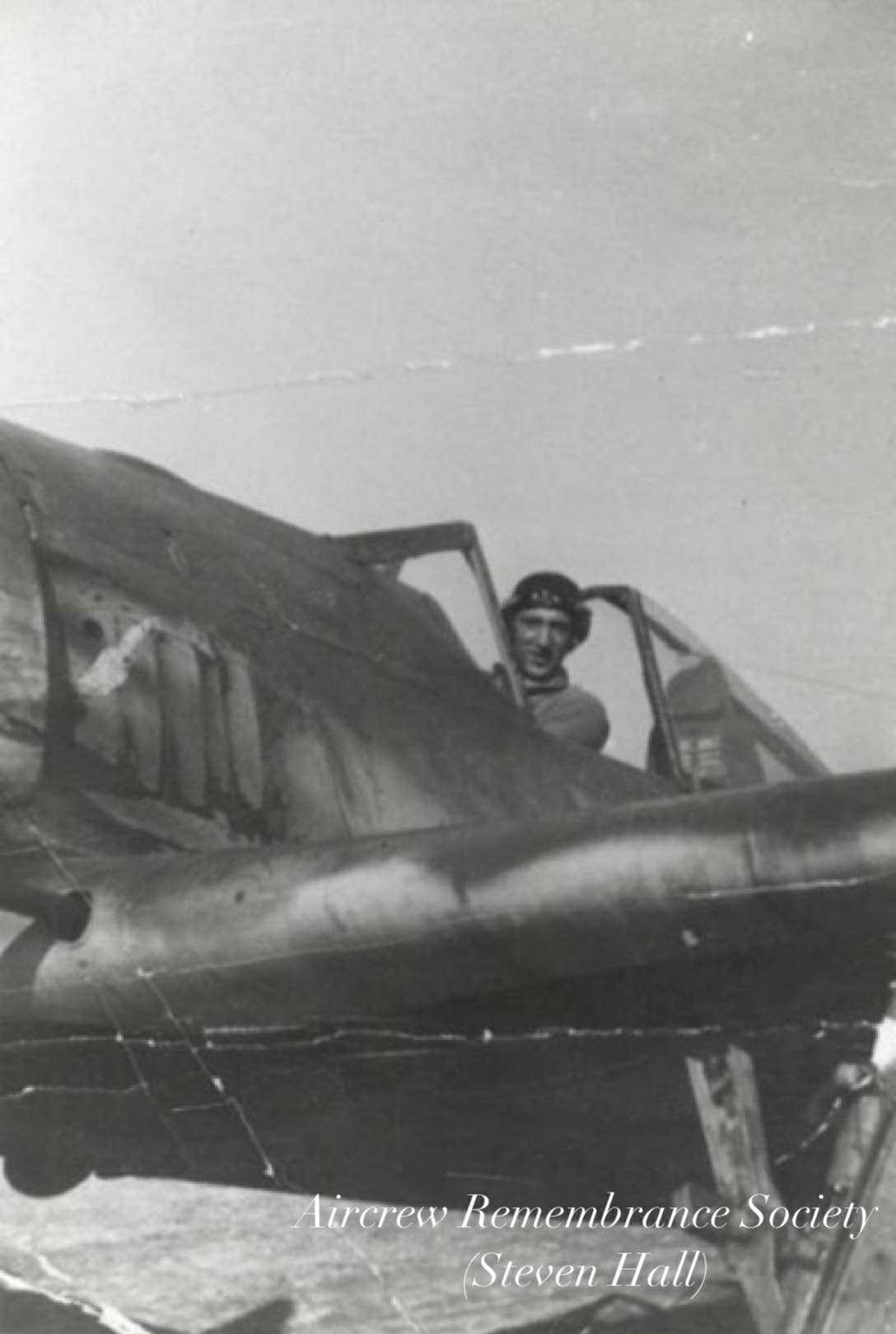 Unteroffizier. Eugen Streich in the cockpit of his Focke Wulf Fw 190 (Hall)