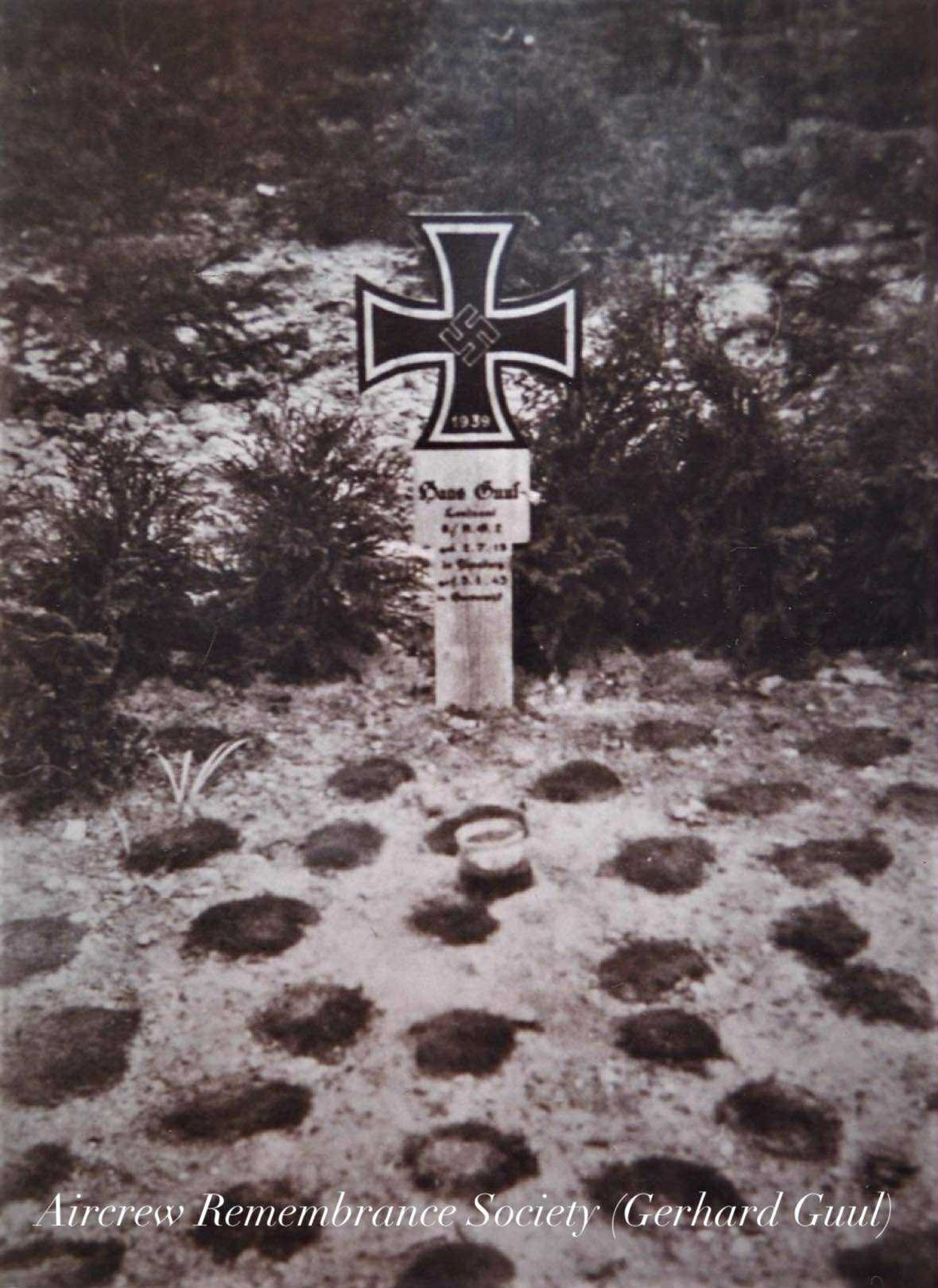 Original burial plot of the pilot, Leutnant. Hans Guul. (Guul)
