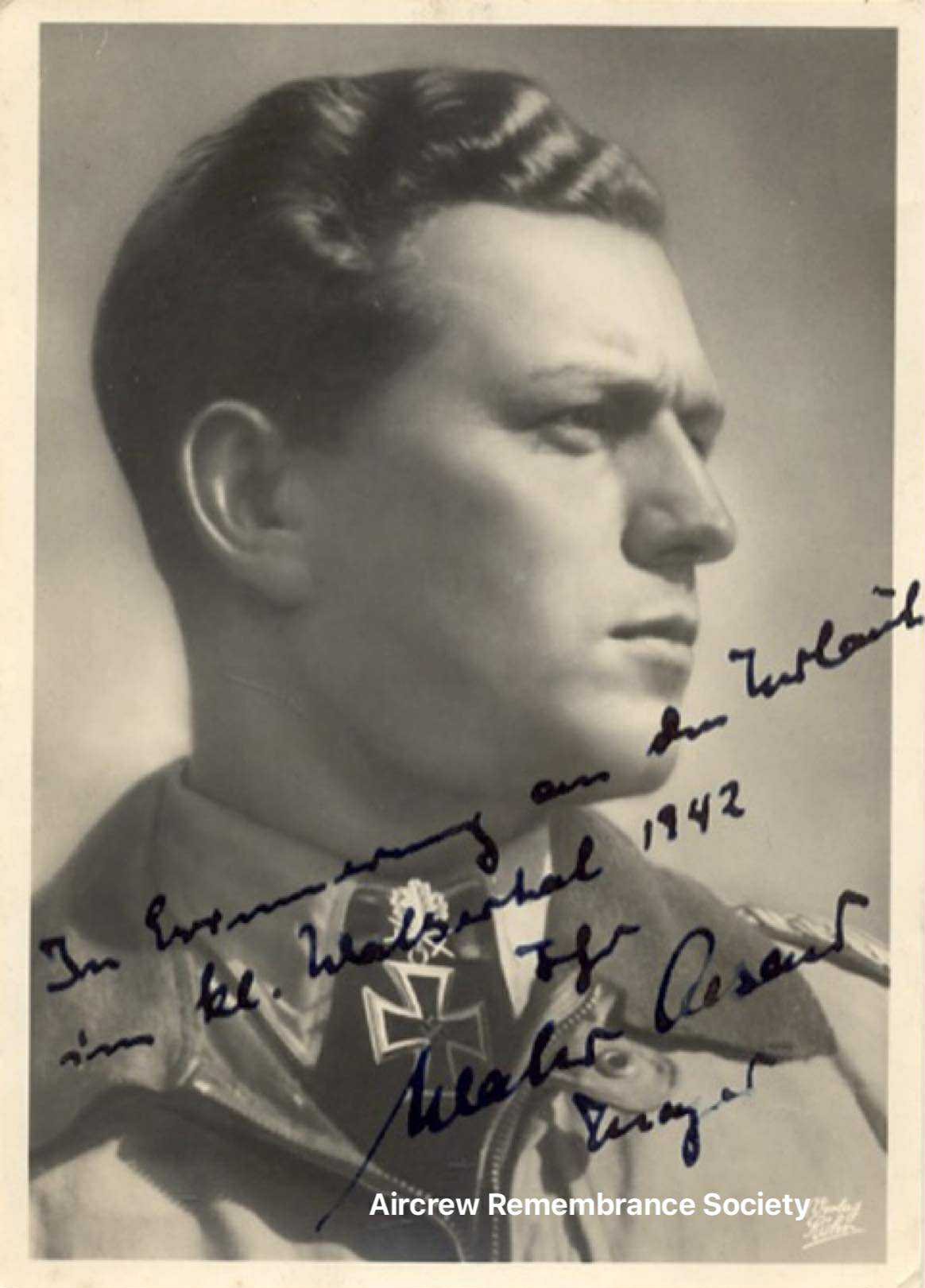 An early signed post card photo of Walter Oesau. 