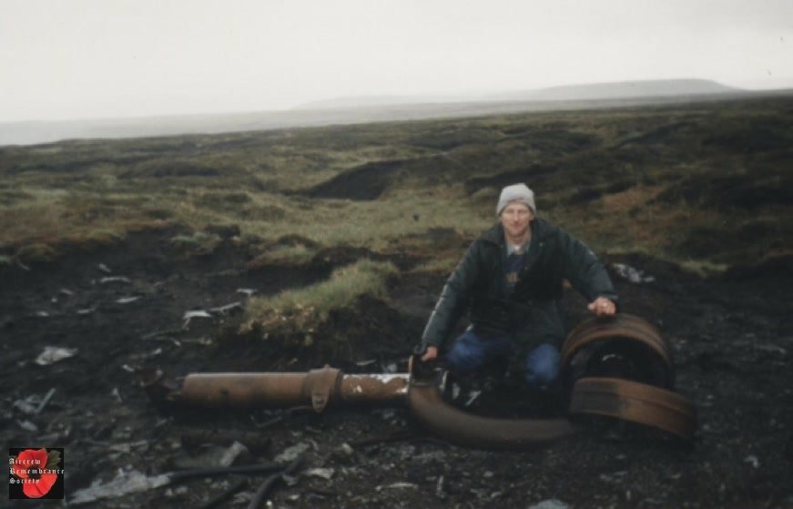Martin during one of his many high ground investigations, seen right in May 1999 with main undercarriage from B-24H 42-9841. 492nd Bomb Group.