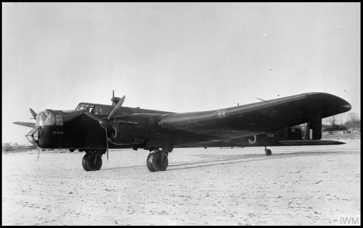 Armstrong Whitworth Whitley V T4261 DY-S Named ‘CEYLON’ 102 Squadron. Took-off at 1844 hrs from RAF Topcliffe. Ditched at 2307 hrs off Cromer. 
The Pilot Squadron Leader C E E Florigny, was last seen on top of the fuselage and unable to reach the dinghy that was being blown away from the bomber by the strong wind. His name appears on the Runnymede Memorial. The rest of the 4 crew were rescued. 

