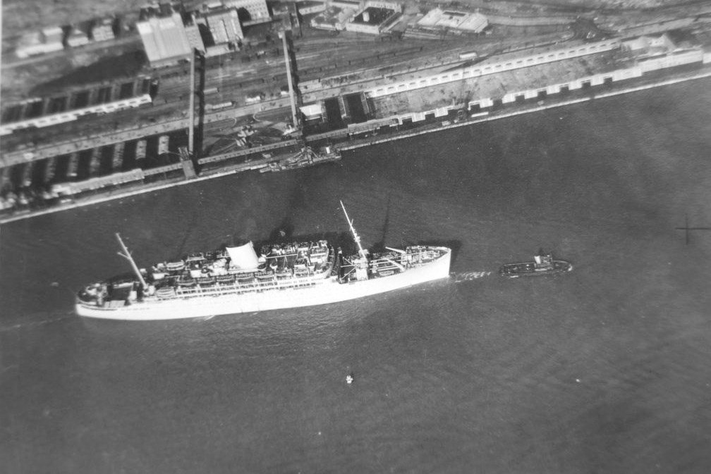 The SS Andes docks in the UK.