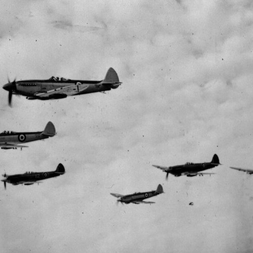 1832 Squadron Seafires during formation practice