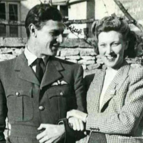 P/O H N E Salmon pictured with his wife of 1 Squadron operating from RAF Tangmere.