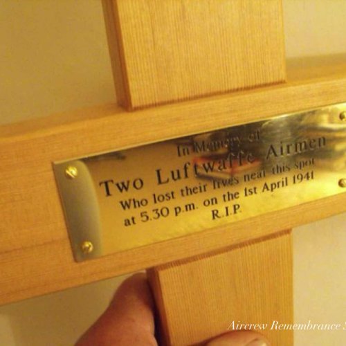 In remembrance of the two missing airmen at Henstead, our society purchased a simple wood cross with a brass plaque which we hoped to erect near to the crash site.