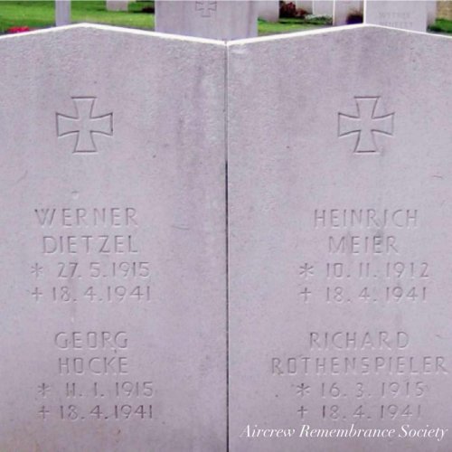 This crew are all laid to rest in St. Nicholas Churchyard, West Thorney, Sussex, England.