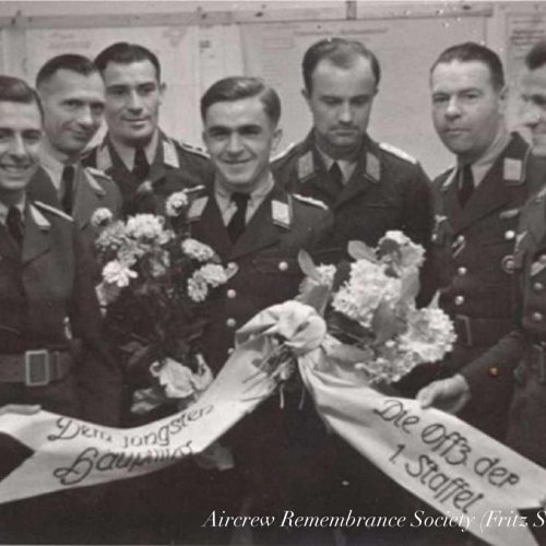 Observer of this flight was Hptm. Berndt, seen here centre of photograph.