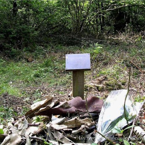 Memorial left at crash site by E.O.D team during 1989 in remembrance of Franz Huske. (Brownless).