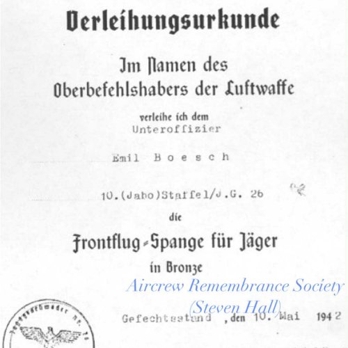 Citatation awards for the War Flights Badge in Bronze (1942)