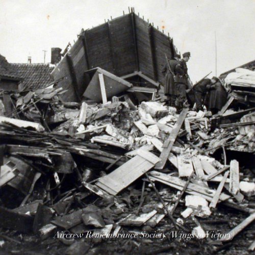 This poignant photo clearly shows a Dutch clog amongst the dwelling debris (Via Wings to Victory)
