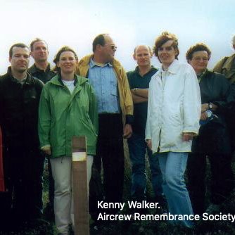 Relatives of Fritz Foerster visit the memorial at the crash site. (Walker).