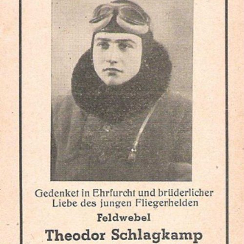 Death notice for Theodor Schlagkamp the ill-fated (Bordmechaniker)