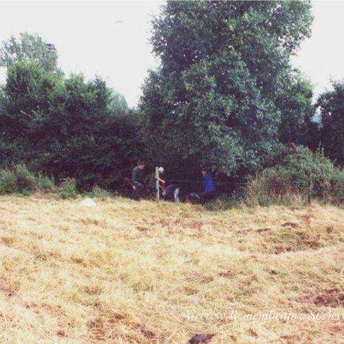 The crash site crater in the foreground, over the fence we found the remains of one main wheel tyre which
must have been left behind from the previous dig at the site. (Brownless)