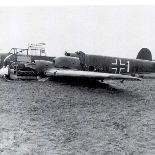 A general view of Karl’s Messerschmitt Bf 110C-1 at crash site.