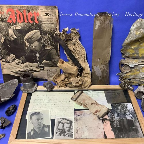 Aircrew Remembrance Society - Heritage Collection.
Messerschmitt Bf 109G-5 Werke/Nr.27107 (Lw loss report gives Wnr. 27106) Pilot: Unteroffizier. Herbert Blochberger. 58225/66 Missing. (Born 07.05.1915 in Radefeld. Recovered on 23.11.1996).