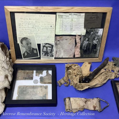 Aircrew Remembrance Society - Heritage Collection.
Messerschmitt Bf 109G-5 Werke/Nr.27107 (Lw loss report gives Wnr. 27106) Pilot: Unteroffizier. Herbert Blochberger. 58225/66 Missing. (Born 07.05.1915 in Radefeld. Recovered on 23.11.1996).