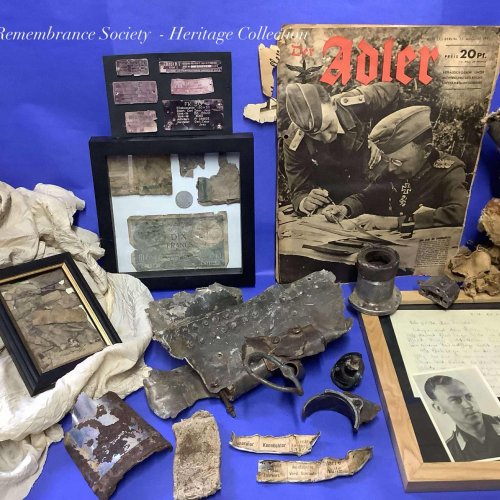 Aircrew Remembrance Society - Heritage Collection.
Messerschmitt Bf 109G-5 Werke/Nr.27107 (Lw loss report gives Wnr. 27106) Pilot: Unteroffizier. Herbert Blochberger. 58225/66 Missing. (Born 07.05.1915 in Radefeld. Recovered on 23.11.1996).