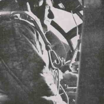 Richard Charles Rivaz D.F.C. in the rear gunner position of a Halifax (Courtesy 