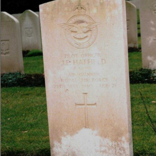 P/O. Jack Elmer Hatfield. Becklington War Cemetery 26.D.4. Son of Elmer Calvin Hatfield and Enola Vaughan Hatfield, of Tusket, Yarmouth Co., Nova Scotia, Canada. A.C.B.A.