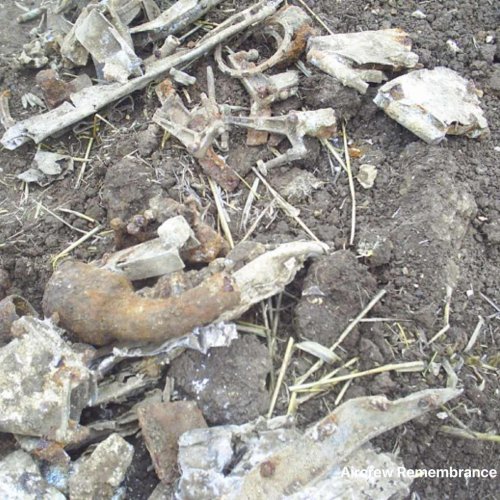 A considerable amount of corroded wreckage was found littered in the field (King)