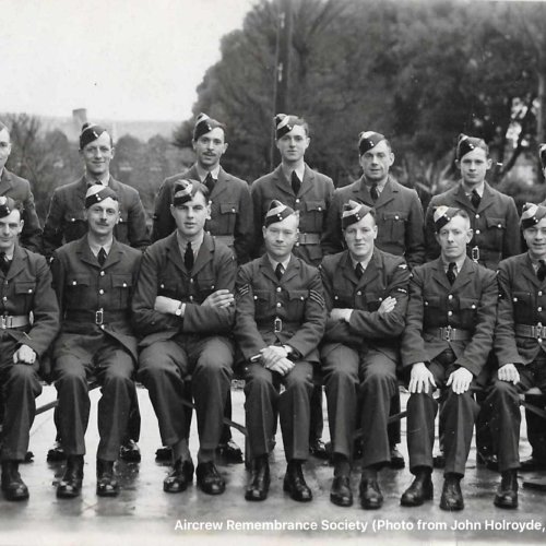 PO Kenneth Marshall Holroyde 126879 second left with other airmen during training (Photo from John Holroyde, Nephew of Kenneth)