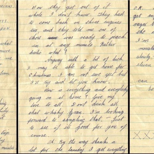 Above, a touching letter from Fl/Sgt. Brinley Hinks to his family whilst at R.A.F. Warboys (see credits)