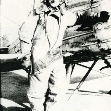 Ted during pilot training with Tiger Moth aircraft.
