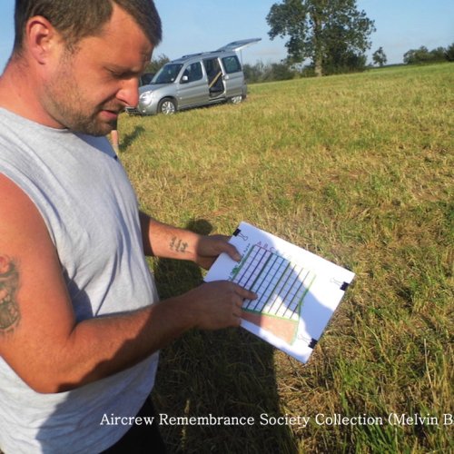 Alex King points out main concentration in map reference F7 on 10x10 grid map produced to cover the 150 metre field width.
